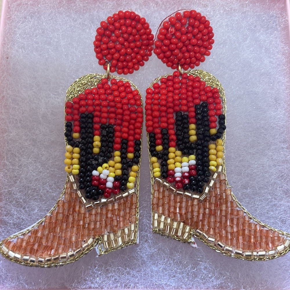 🎉🏜Desert Trail Multicolor Beaded Boot Earrings